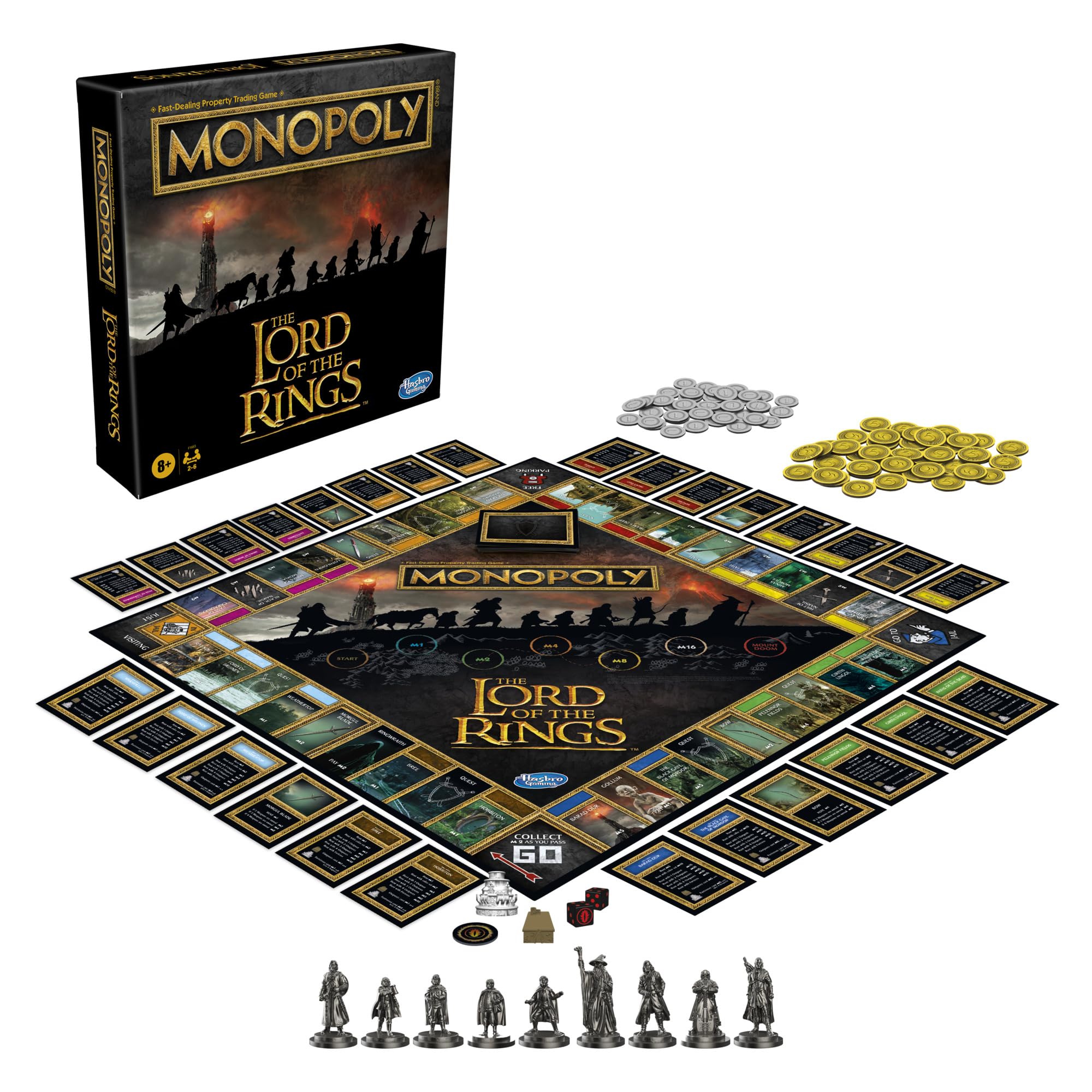 Monopoly Lord of the Rings Edition ring-tracker near Mount Doom during play