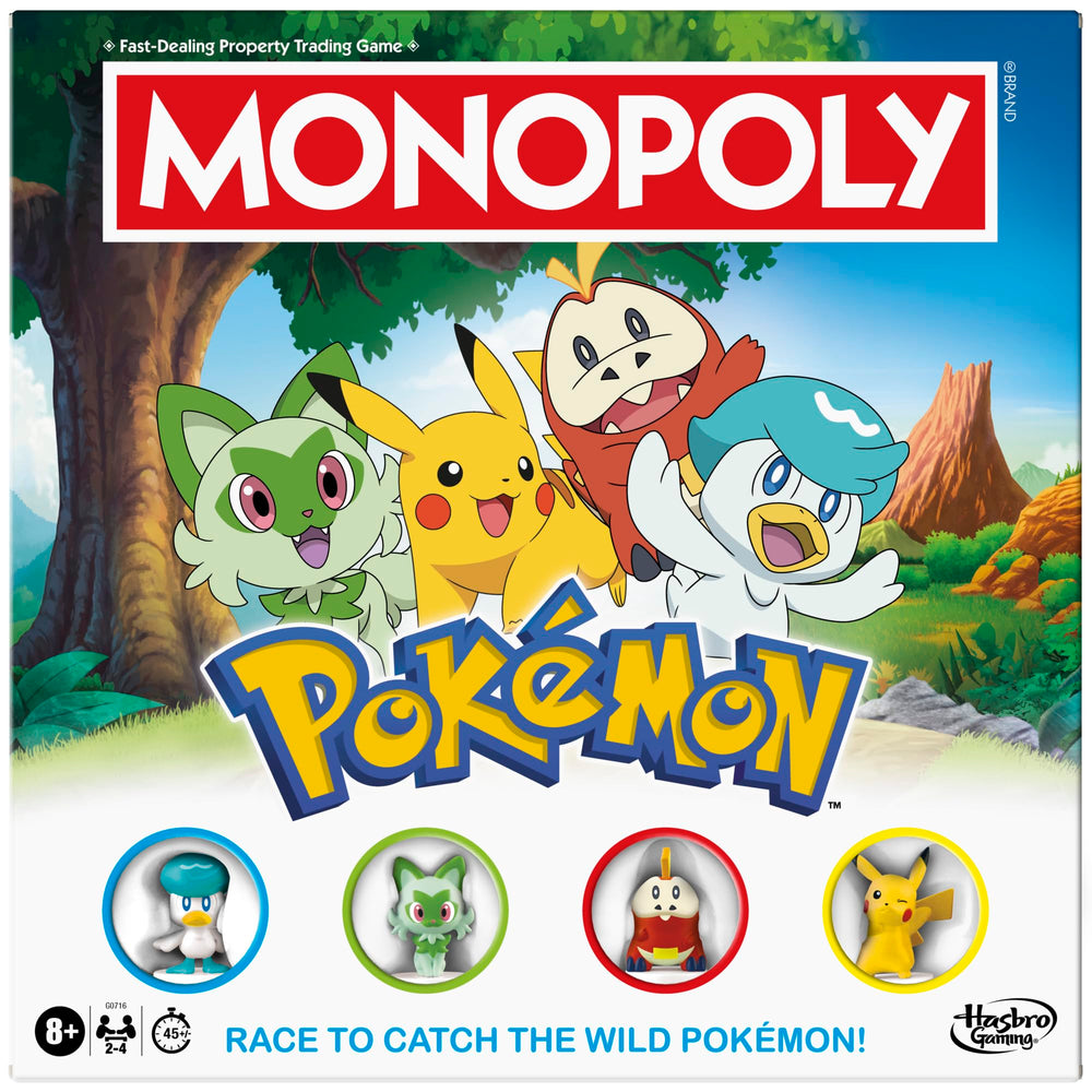 Monopoly Pokémon Edition board game cover, ideal for family game nights.