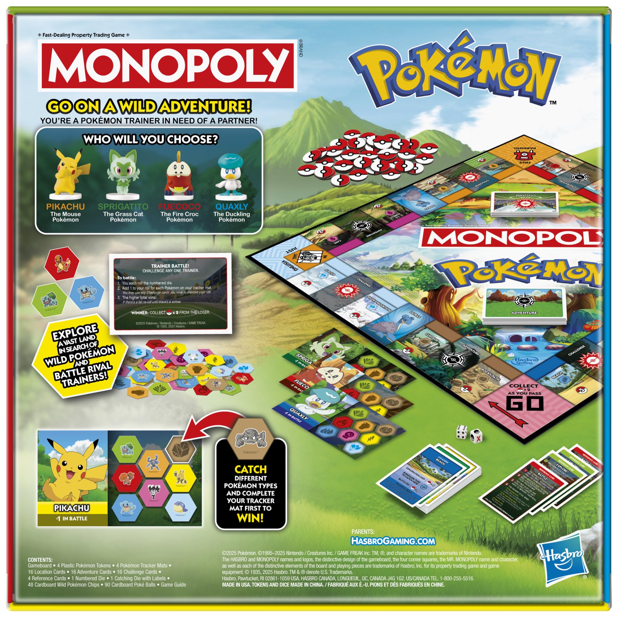 Monopoly Pokémon Edition game map with locations for adventure.