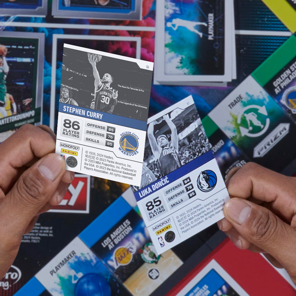 Monopoly Prizm NBA 2nd Edition booster box image with cards.