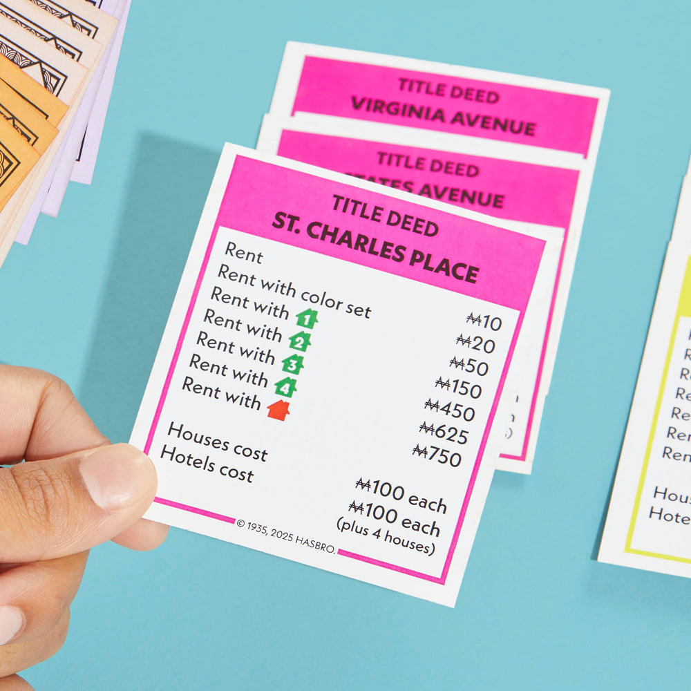 Metal token landed on property space demonstrating rent collection, Monopoly improves gameplay clarity