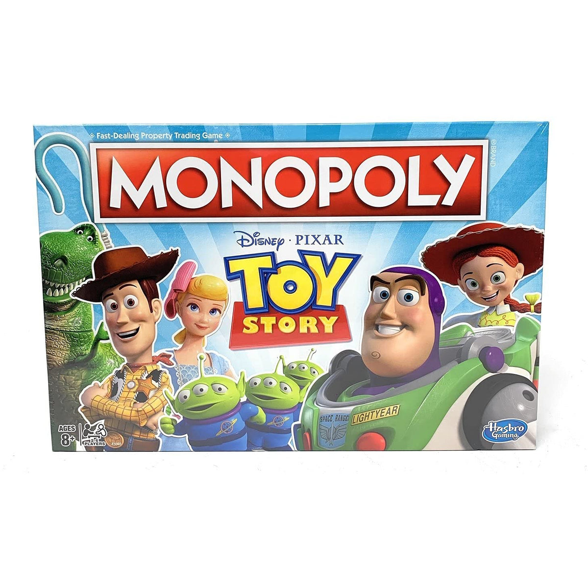 Monopoly Toy Story board game board shows locations like Andy's Room for family game night
