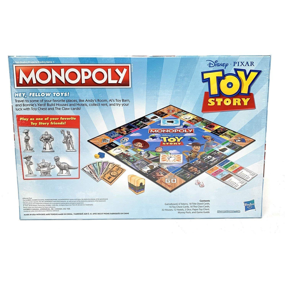 Monopoly Toy Story card deck featuring Andy's Toy Chest and Birthday Cards for playful surprises