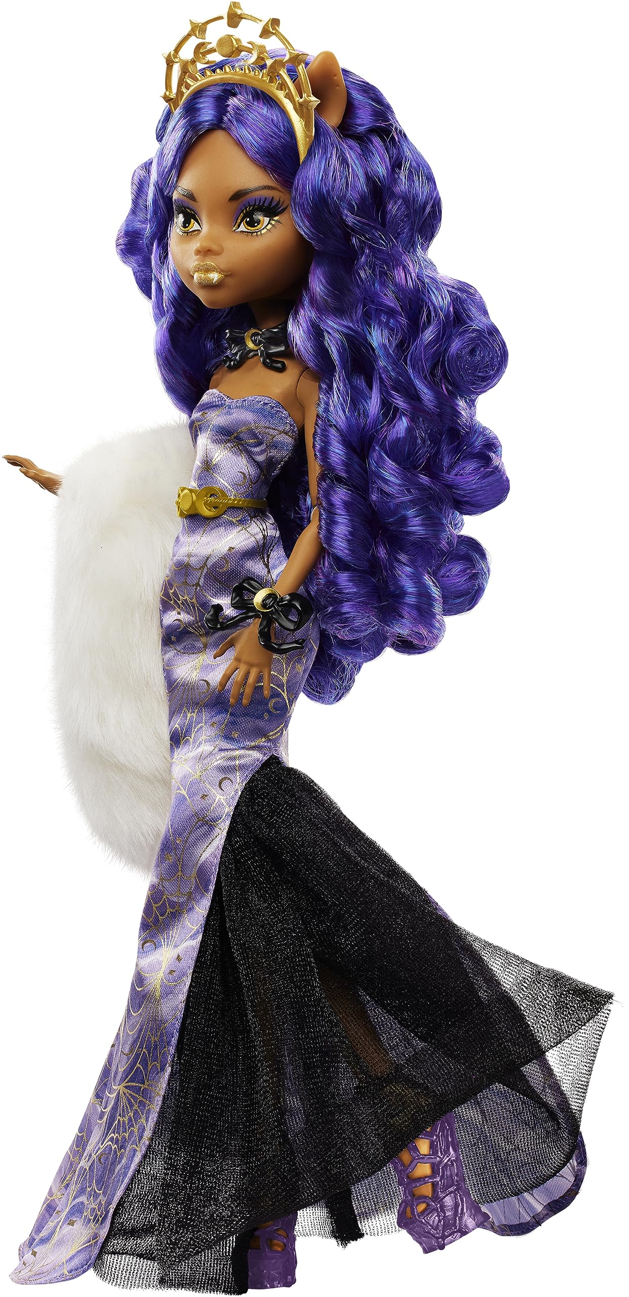 Monster High Clawdeen Wolf crystal-inspired heels for dramatic posing and shelf presence.