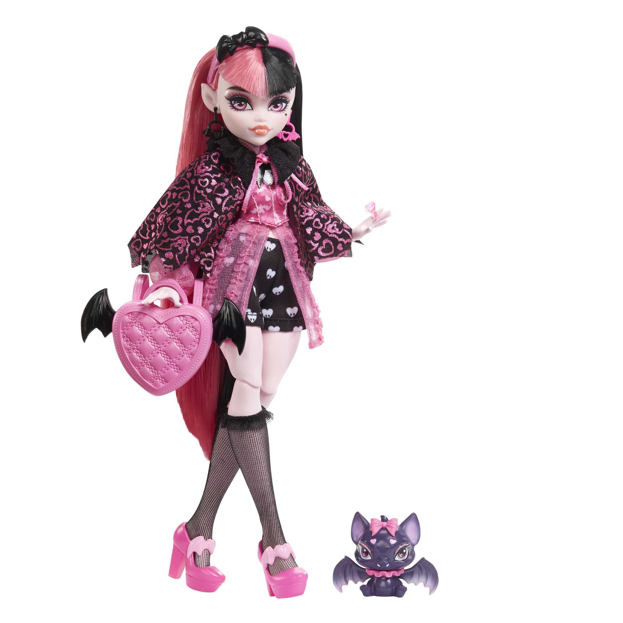 Monster High Draculaura with pink and black hair, signature look for imaginative play.