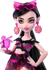 Monster High Draculaura with a wide-brim hat for sun-safe coastal adventures.