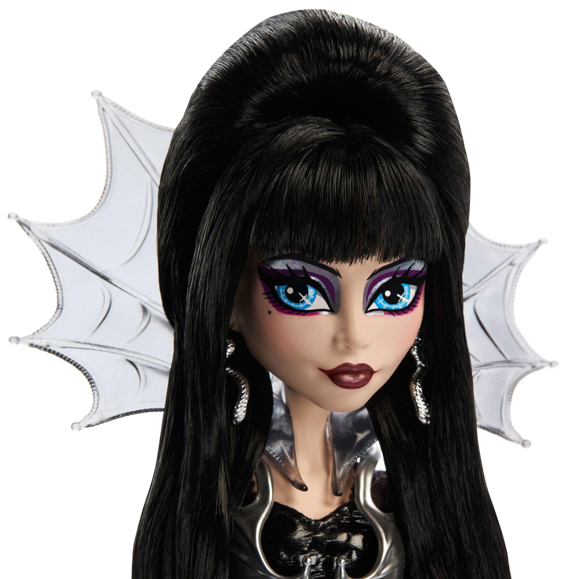 Monster High Elvira doll stand included ensures stable display options.