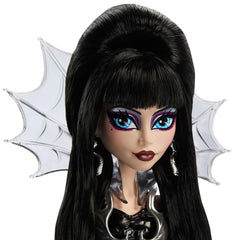 Monster High Elvira doll stand included ensures stable display options.