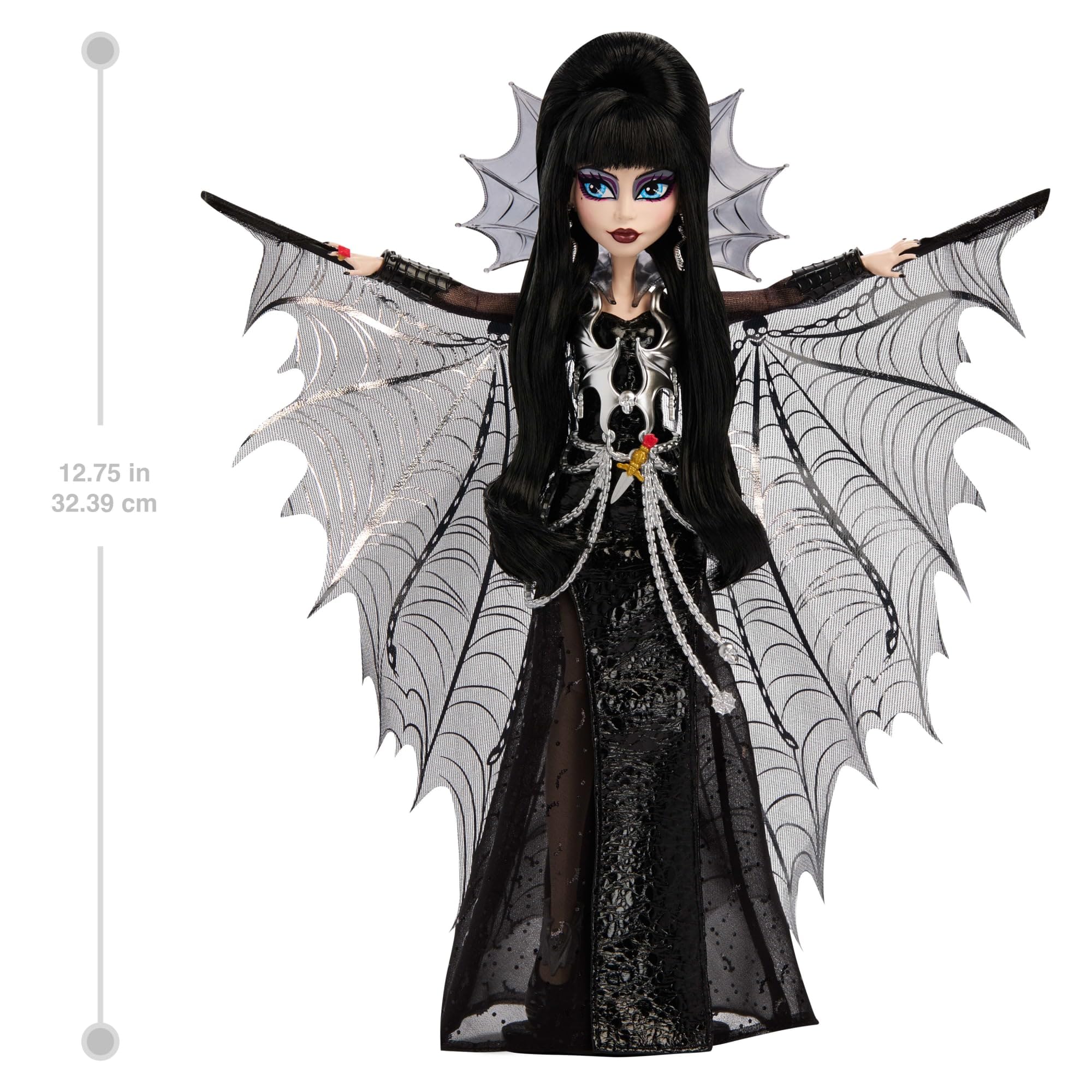 Monster High Elvira packaging inspired by Macabre Mobile adds collectible charm.