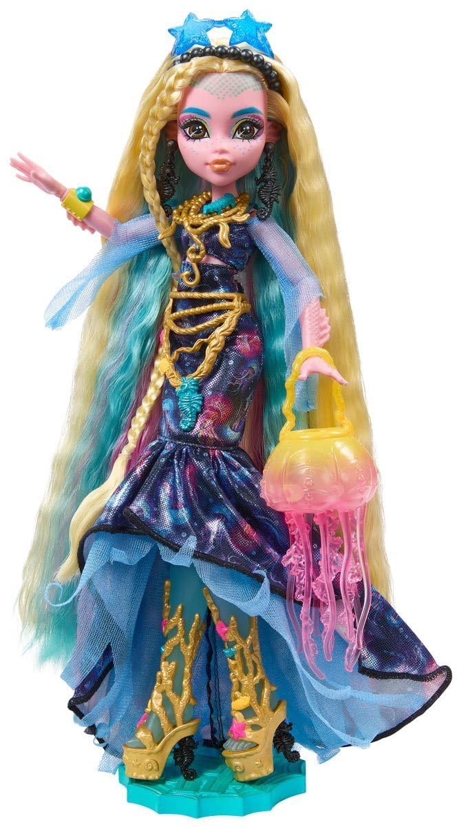 Monster High Fan-Sea Lagoona Blue exclusive doll, vibrant aquatic design for display and collection.