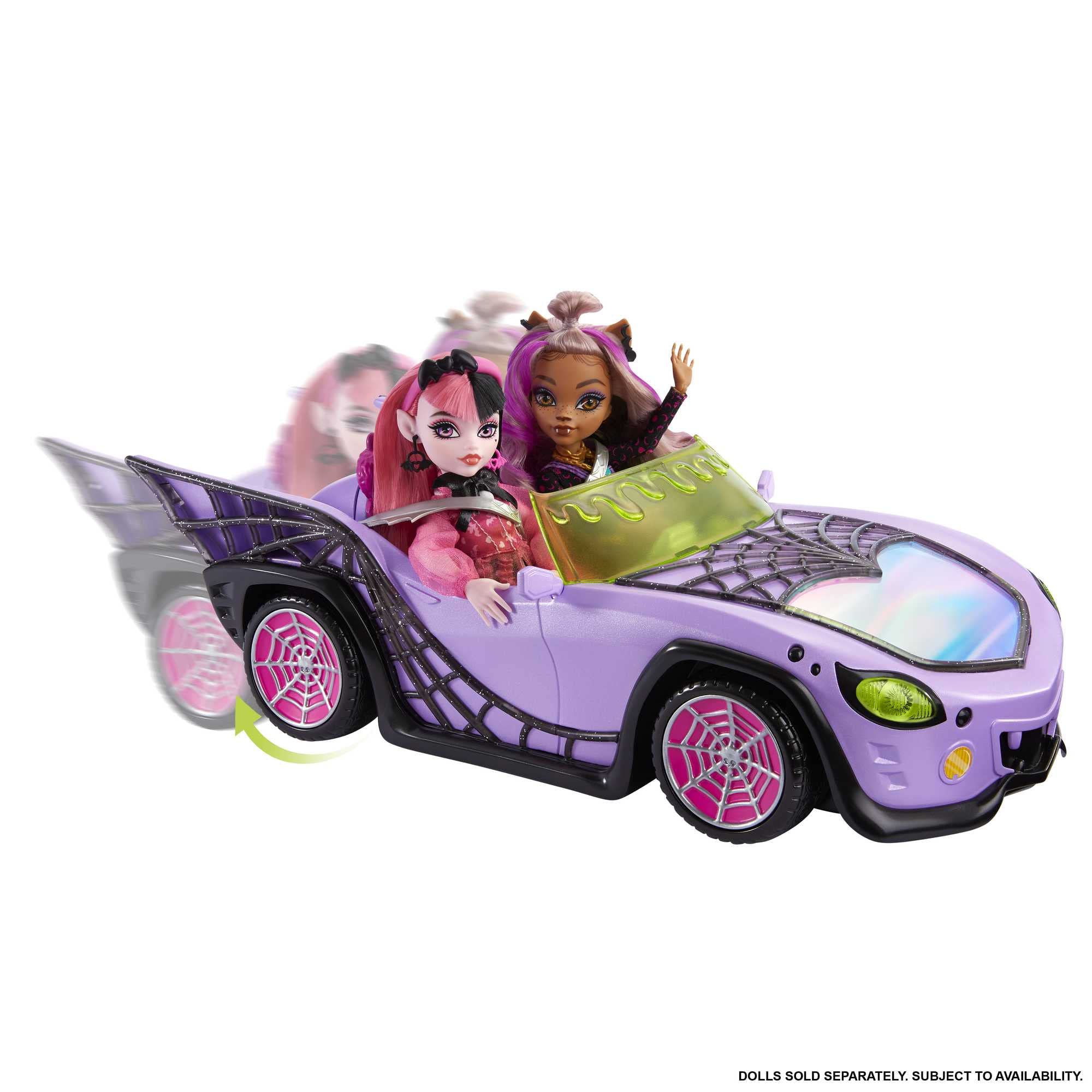 Ghoul Mobile seated four Monster High dolls for group play sessions.