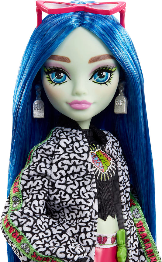 Ghoulia Yelps doll with blue hair for colorful role-play
