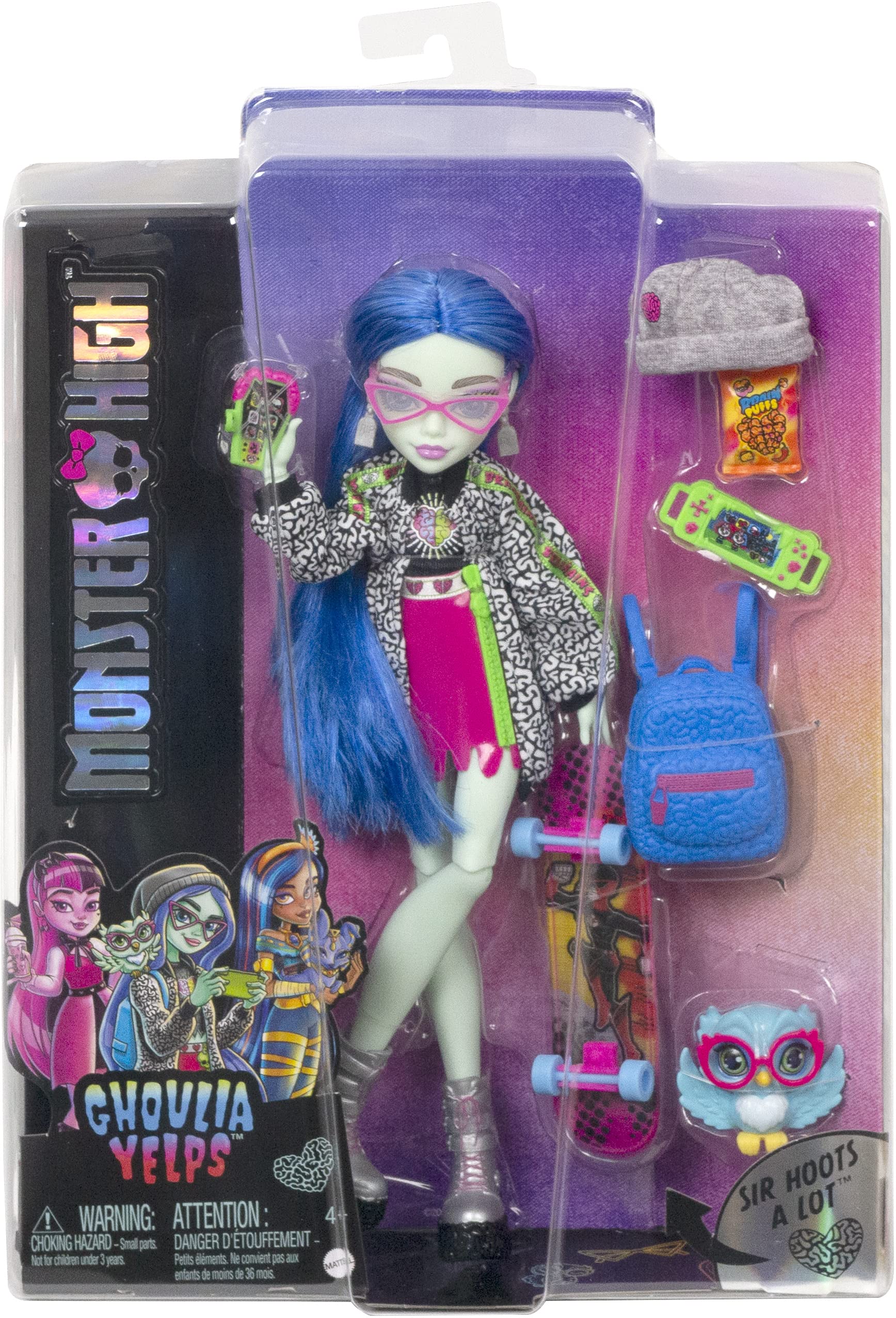 Ghoulia Yelps doll with glasses and beanie for authentic look