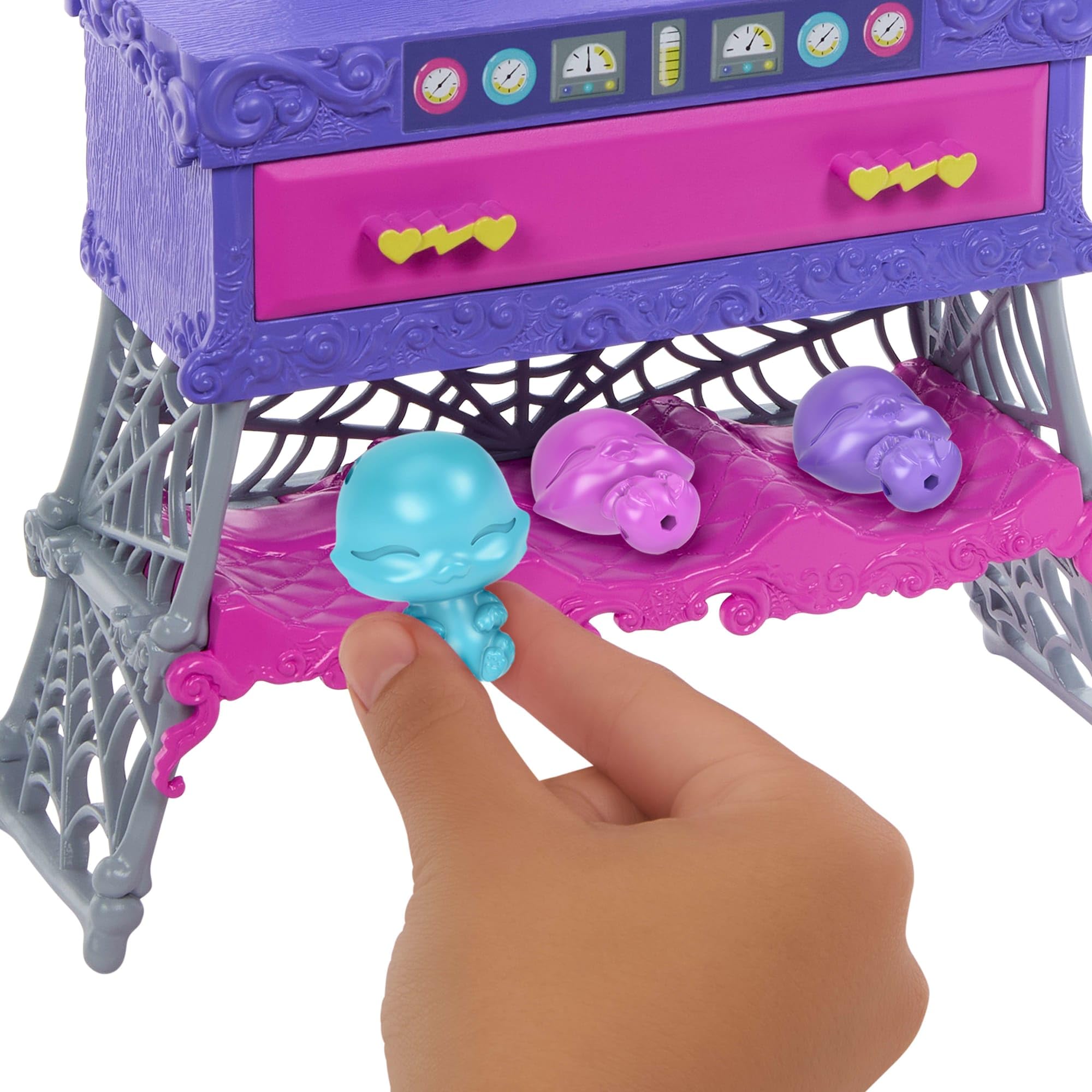 Monster High lab table scene with zap action fuels imaginative play