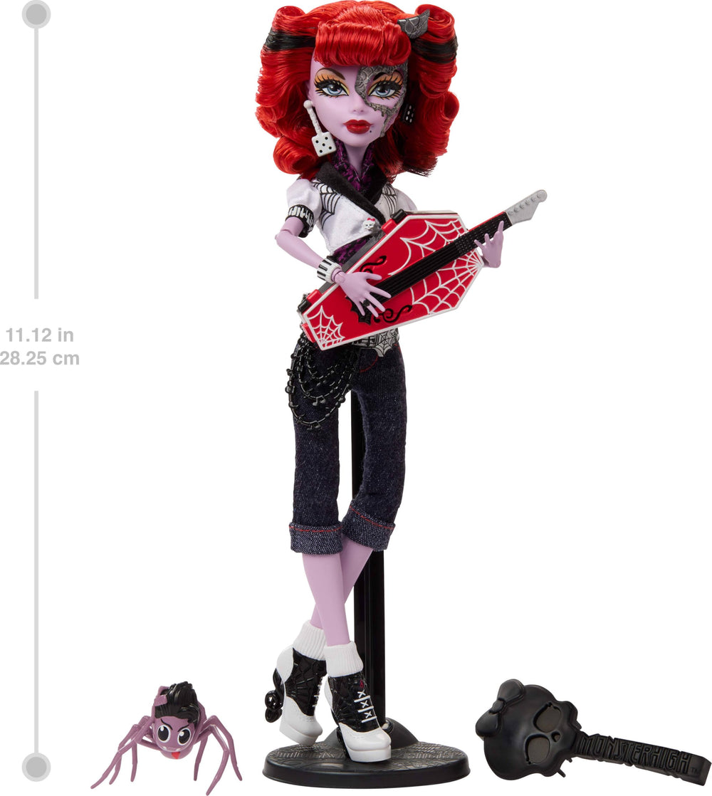Monster High Operetta doll stand supports dynamic posing for display.