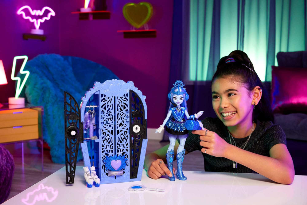 Monster High Skulltimate Secrets dress-up closet for storage and fashion play.