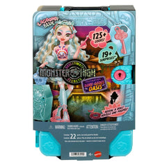 Hotel keychain and hangers keep doll and outfits organized during pretend travel.