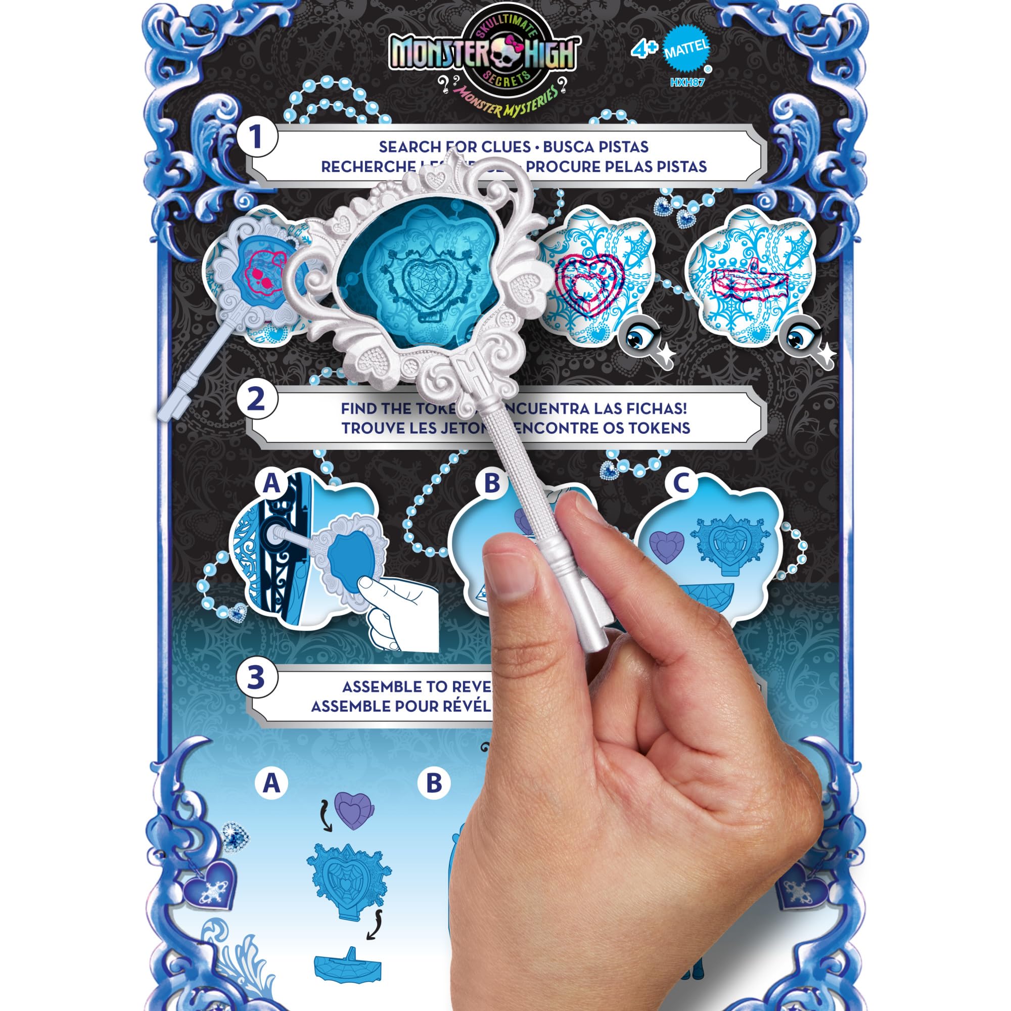 Monster High magnifying glass key to reveal clues.