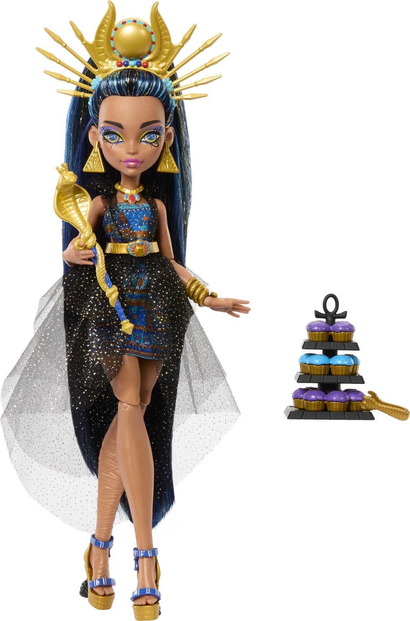 Monster High snake-inspired bracelet and platform heels add dramatic fashion flair.