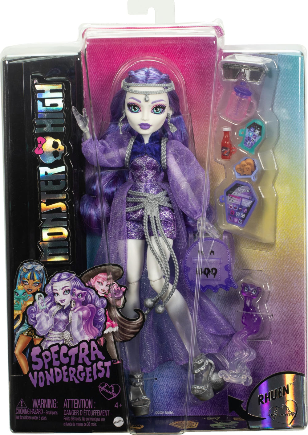 Monster High Spectra Vondergeist and Rhuen the ferret for spooky companionship.