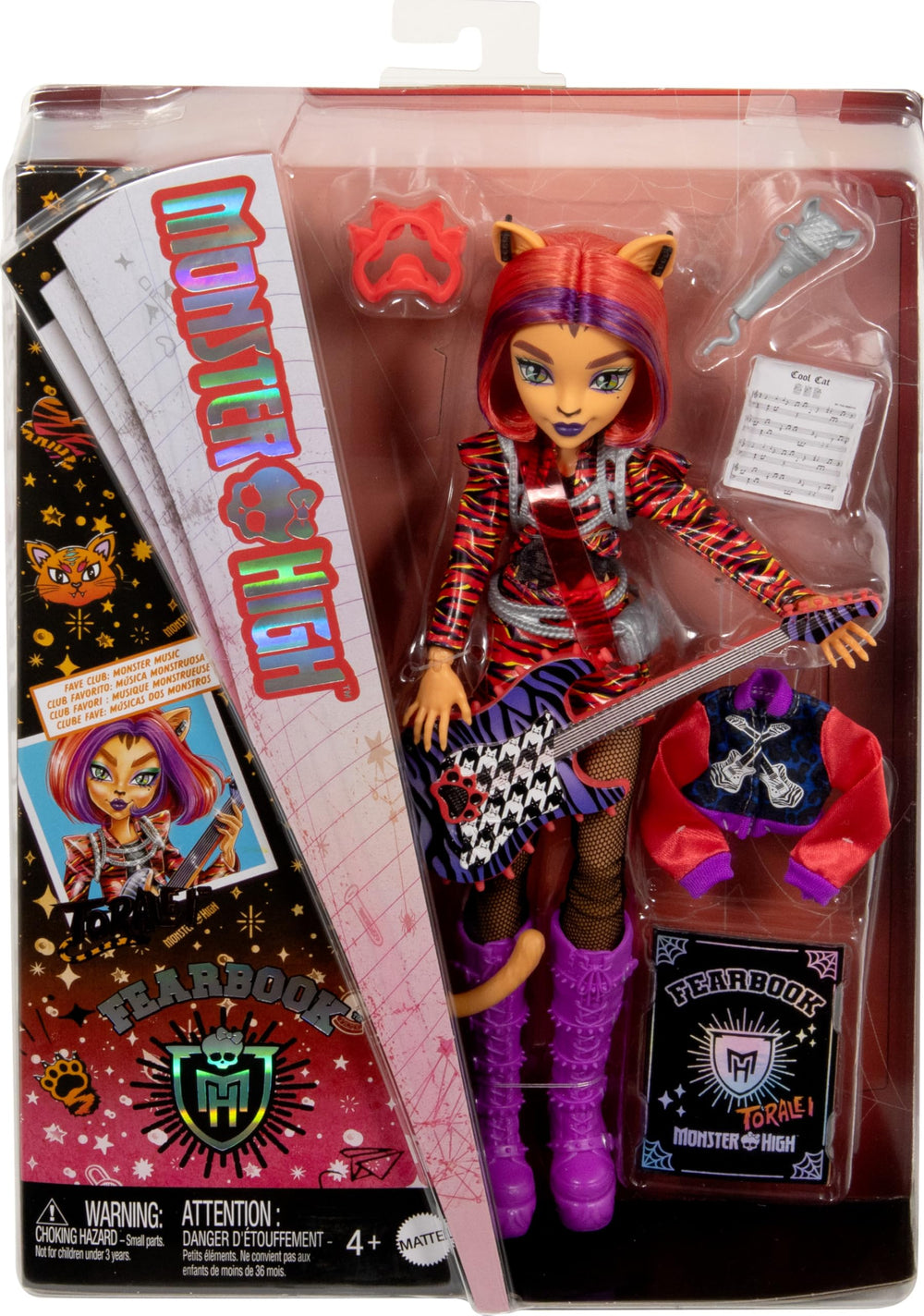 Monster High Toralei tiger‑stripe outfit with chains creates bold stage visuals.