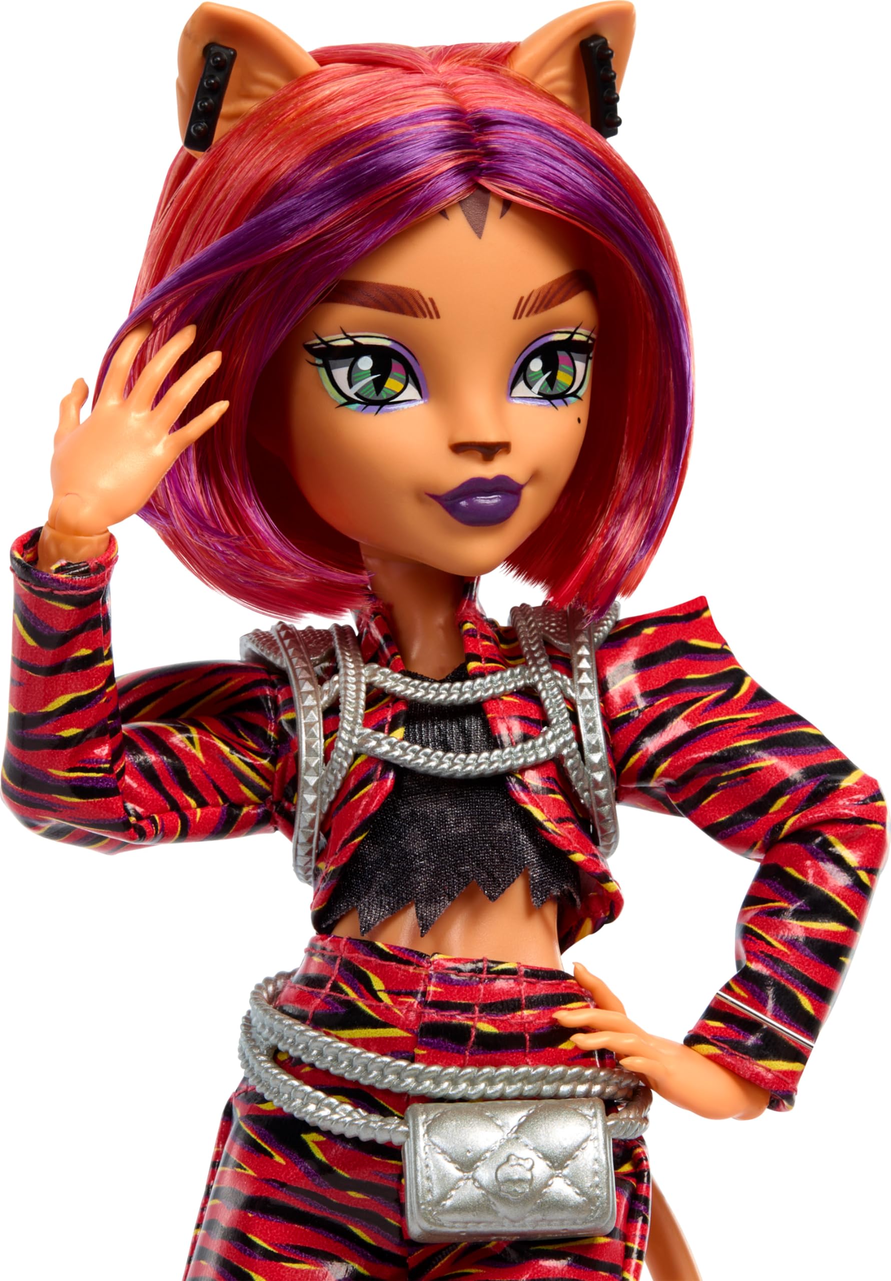 Monster High Toralei wearing varsity jacket ready for club photos and adventures.