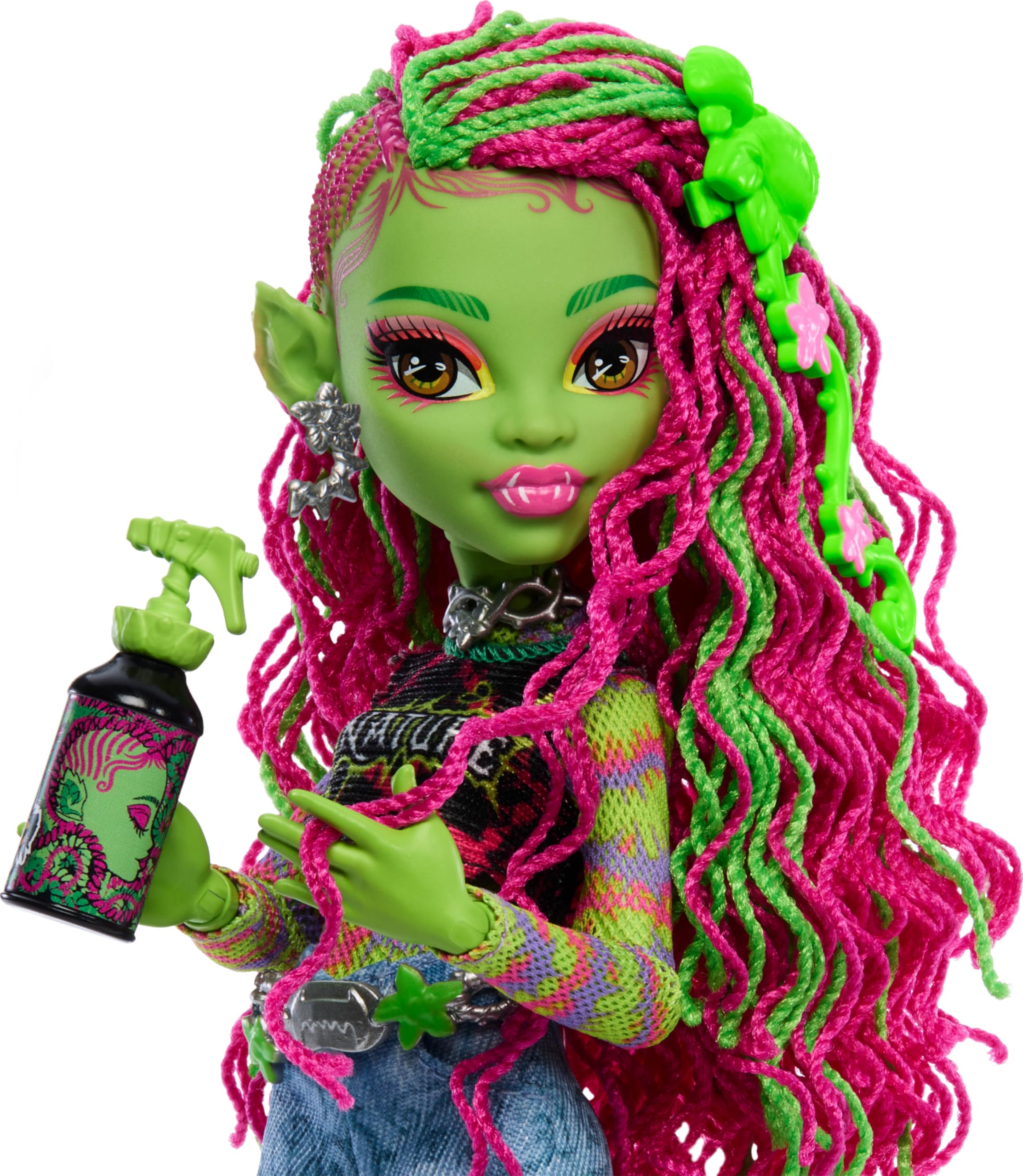 Backpack accessory on Venus McFlytrap enhances pretend-school fun.