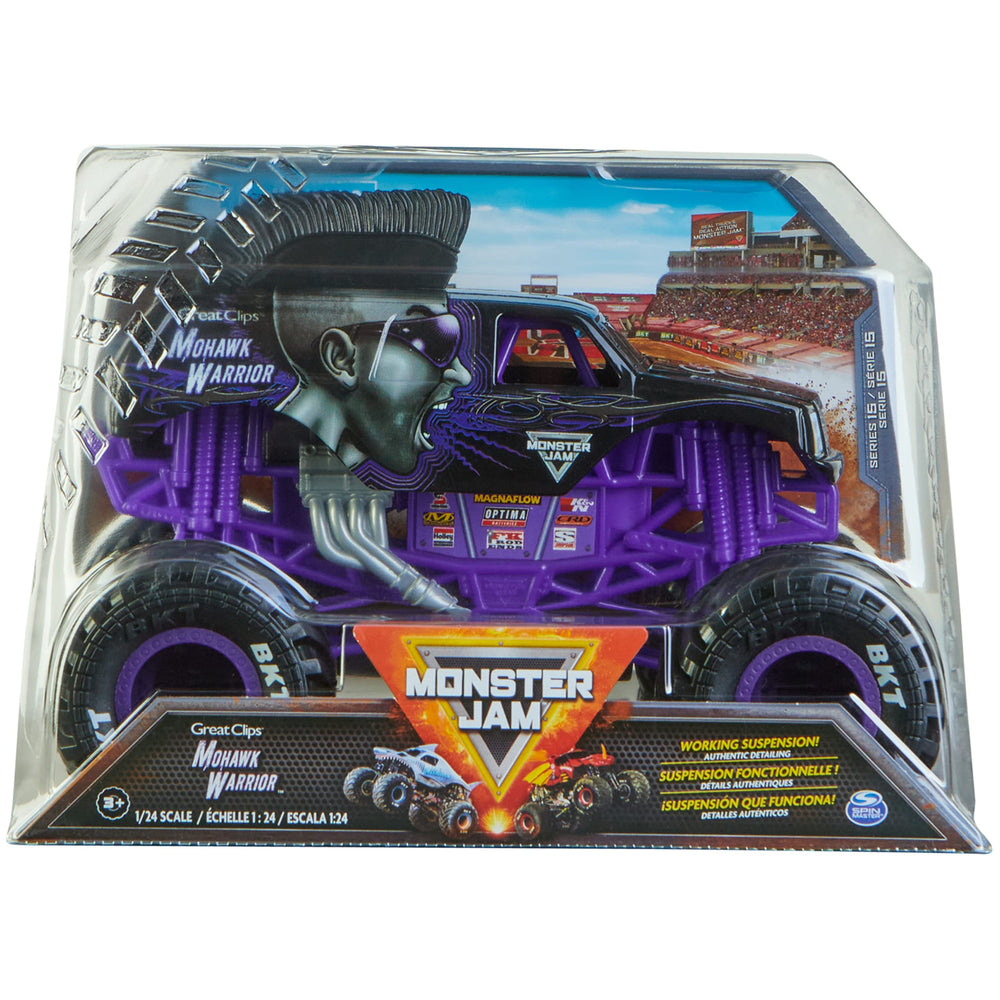 Monster Jam Mohawk Warrior 1:24 diecast with authentic detailing for display and collection.