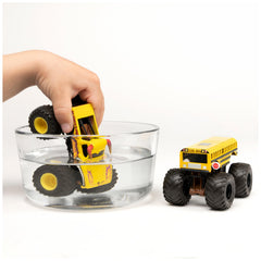 Monster Jam 1:64 scale die-cast detail showcases authentic chassis and crisp graphics.