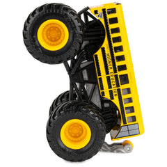 Monster Jam 1:64 scale truck with detachable wheelie bar in action.