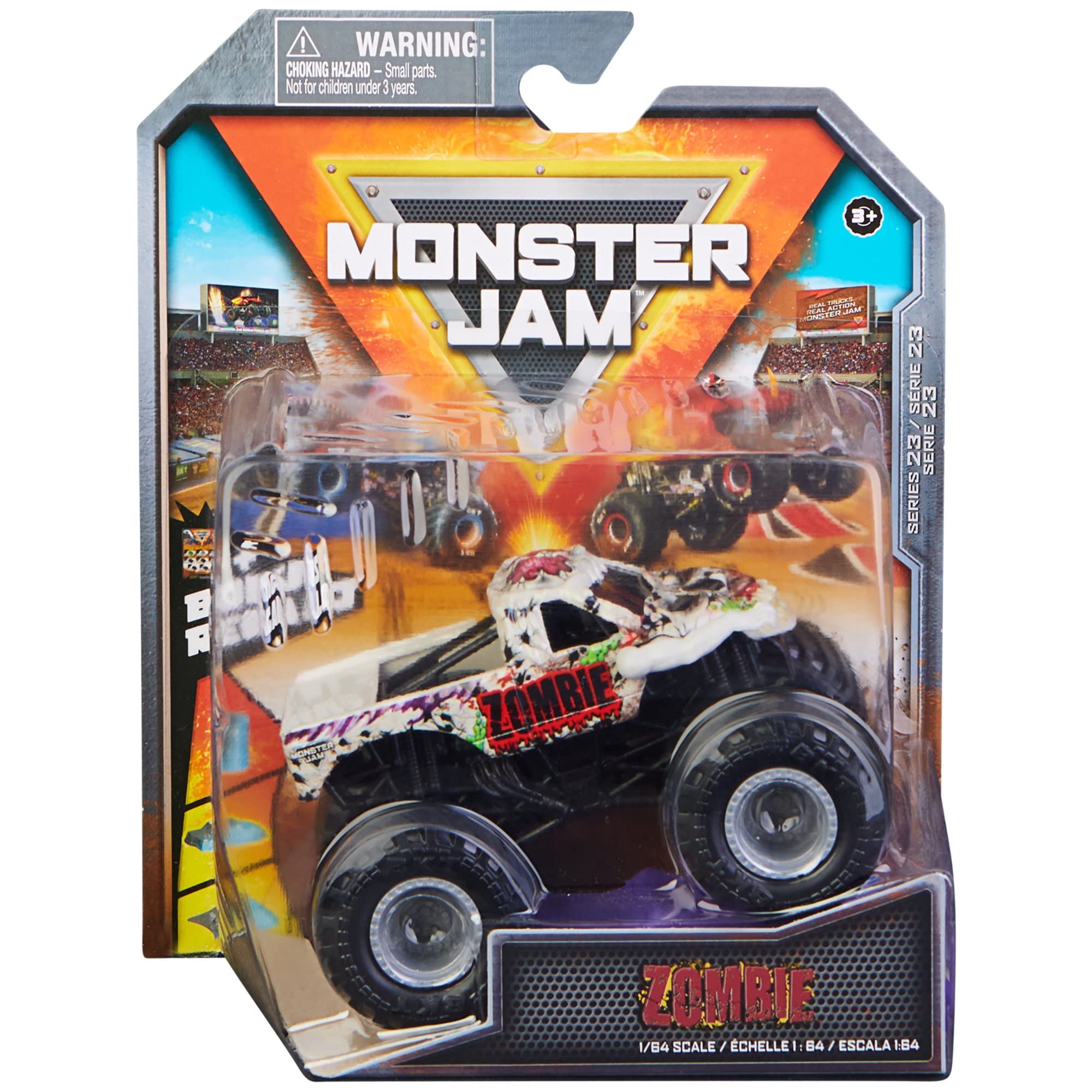 Monster Jam 2022 1:64 diecast truck front view with authentic graphics for display
