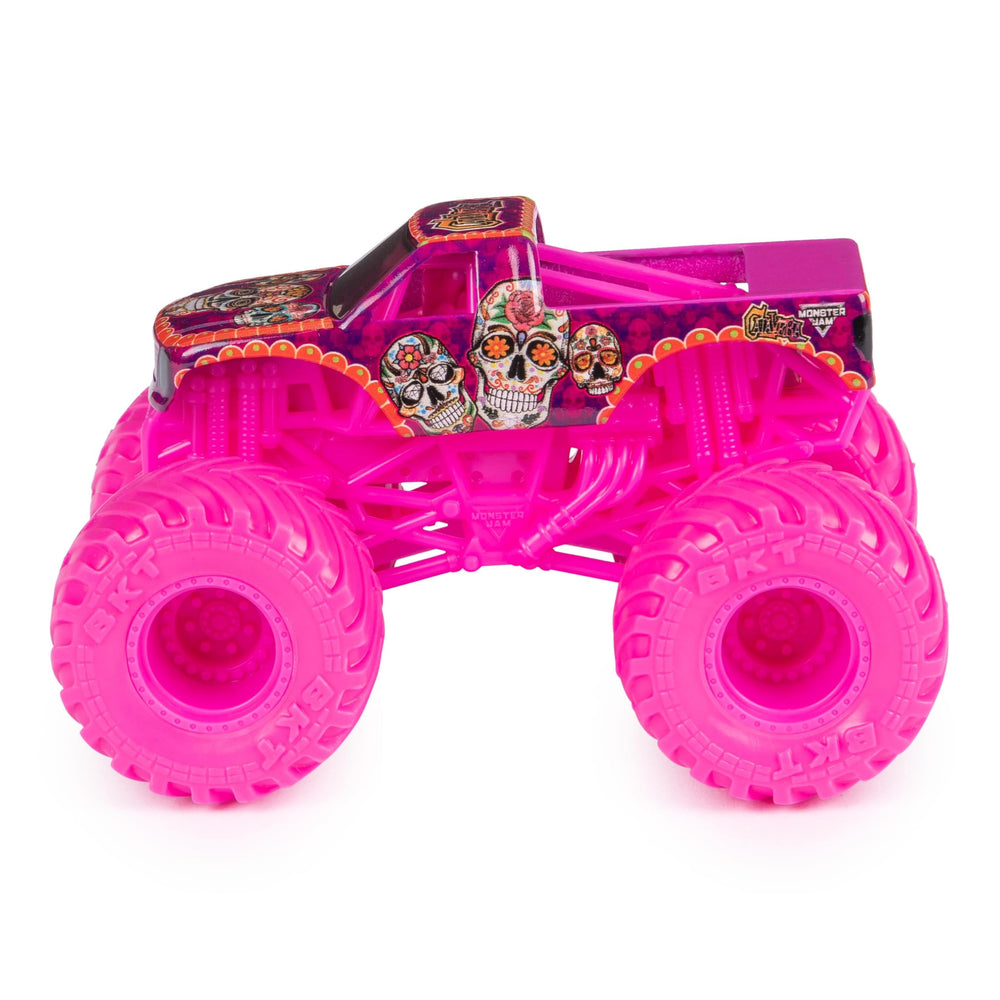 Monster Jam Calavera 1:64 top view showcases roof graphics and silhouette.