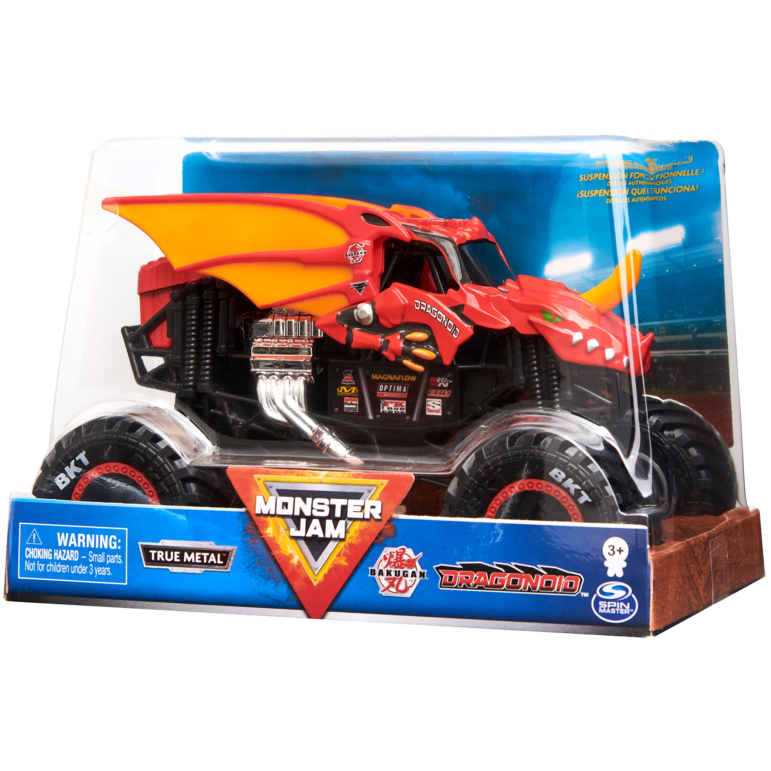 Bakugan Dragonoid Monster Truck close-up highlights graphics and suspension for collectors