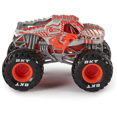 Monster Jam official BKT tires detail provides realistic grip during pretend races.
