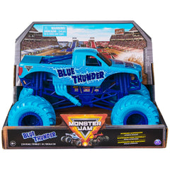 Monster Jam Blue Thunder 1:24 scale truck front view for display and action play