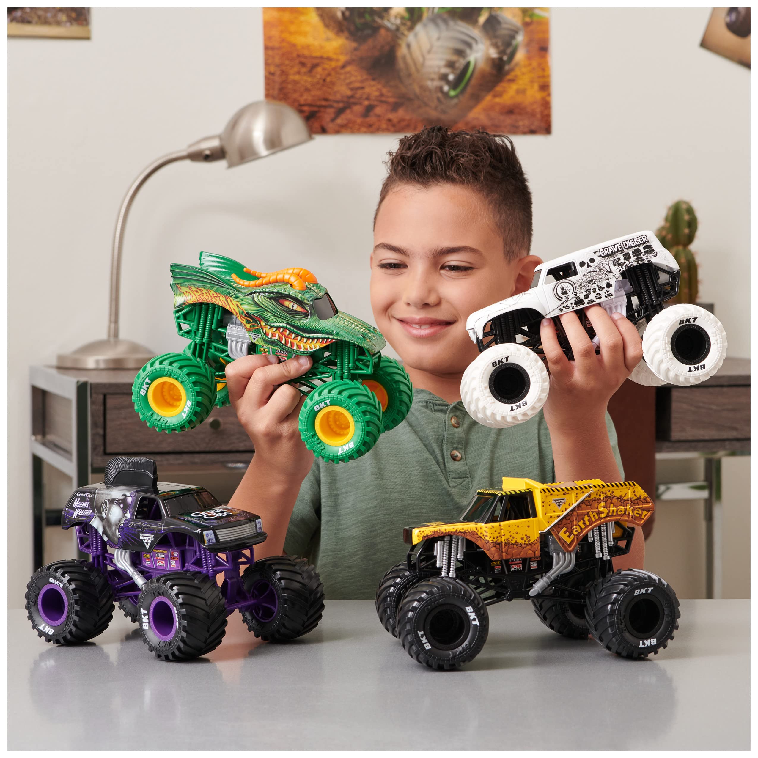 Blue Thunder kids playtime setup with multiple trucks for events