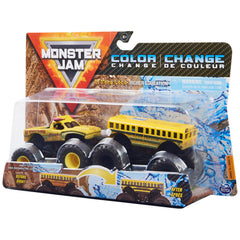 Monster Jam color-change action invites warm-water dunk for dirt fade.