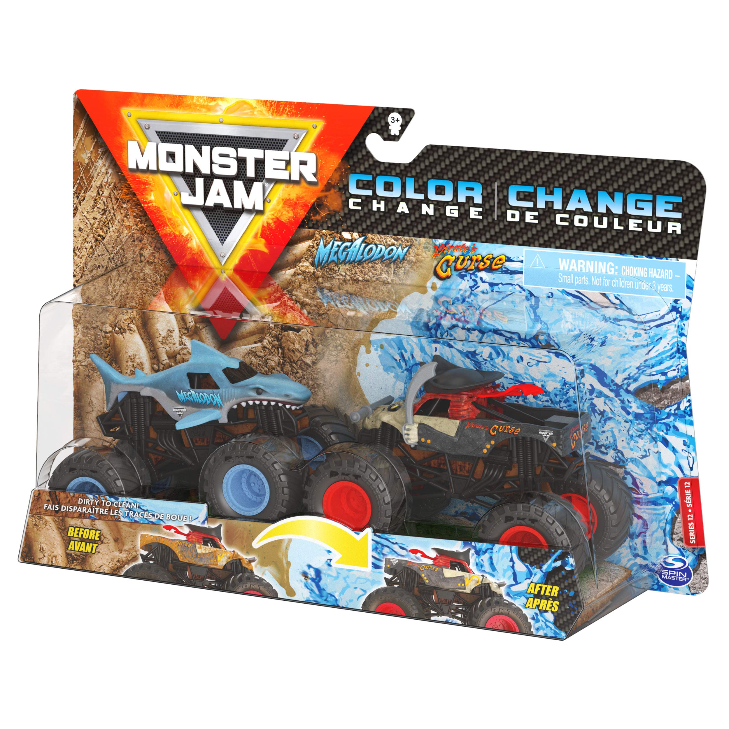 Color-change water dunk demonstrates dirt fading and return.