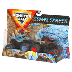 Color-change water dunk demonstrates dirt fading and return.