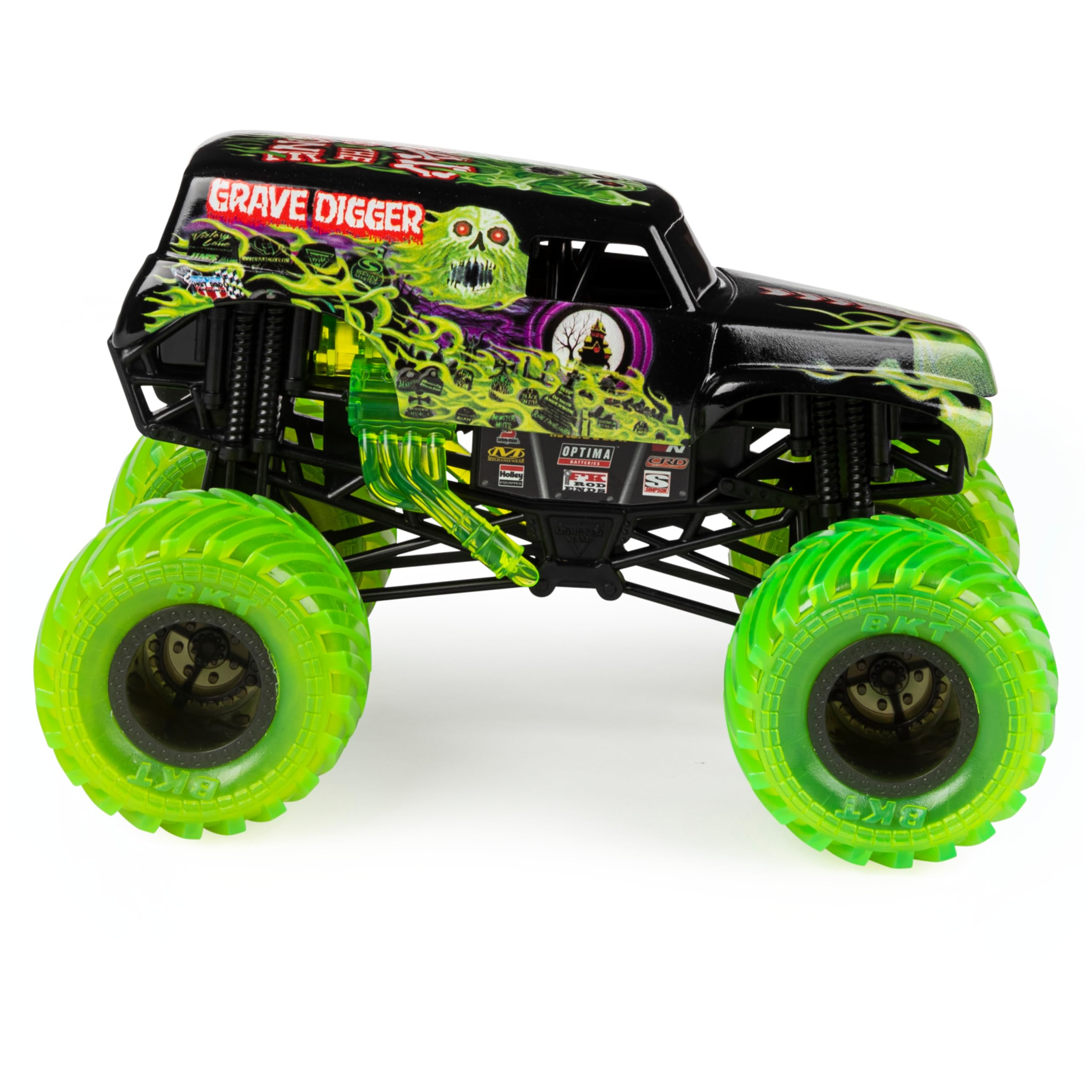 Monster Jam Curse of the Gasoline 3-Pack cover art highlighting exclusivity.