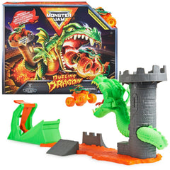 Monster Jam Dueling Dragon Playset with exclusive dragon truck ready for action-packed stunts.