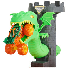 Monster Jam Dueling Dragon Playset exclusive dragon truck enhances collection with authentic graphics.
