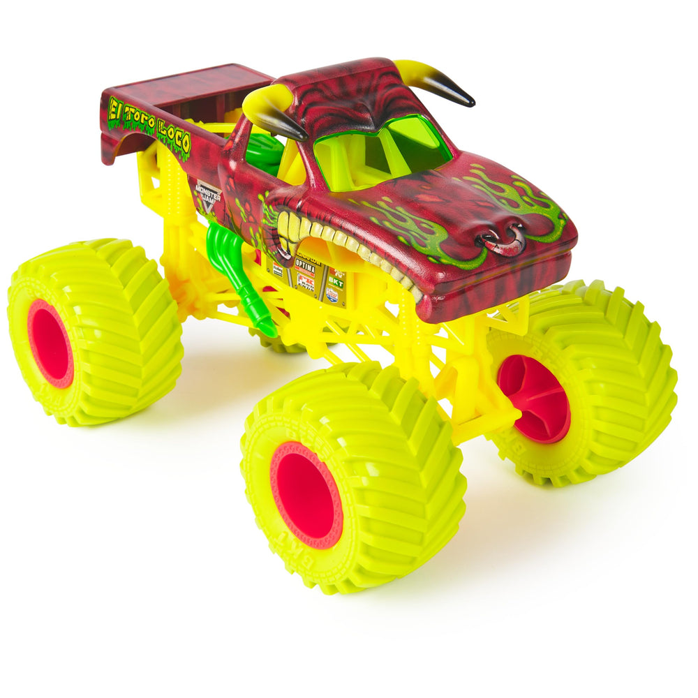 Monster Jam El Toro Loco graphics detail highlights bold branding and dynamic visual appeal.