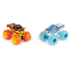 Monster Jam Fire and Ice 1:64 Son-Uva Digger and Earth Shaker die-cast trucks for display and play