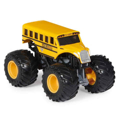 Monster Jam Fuel Academy School Bus side view, detailed graphics and play value