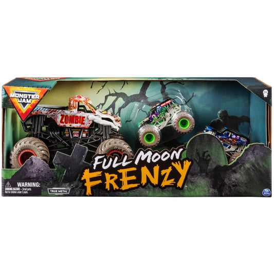 Monster Jam Full Moon Frenzy Grave Digger 1:64-scale truck with authentic graphics for display and play.