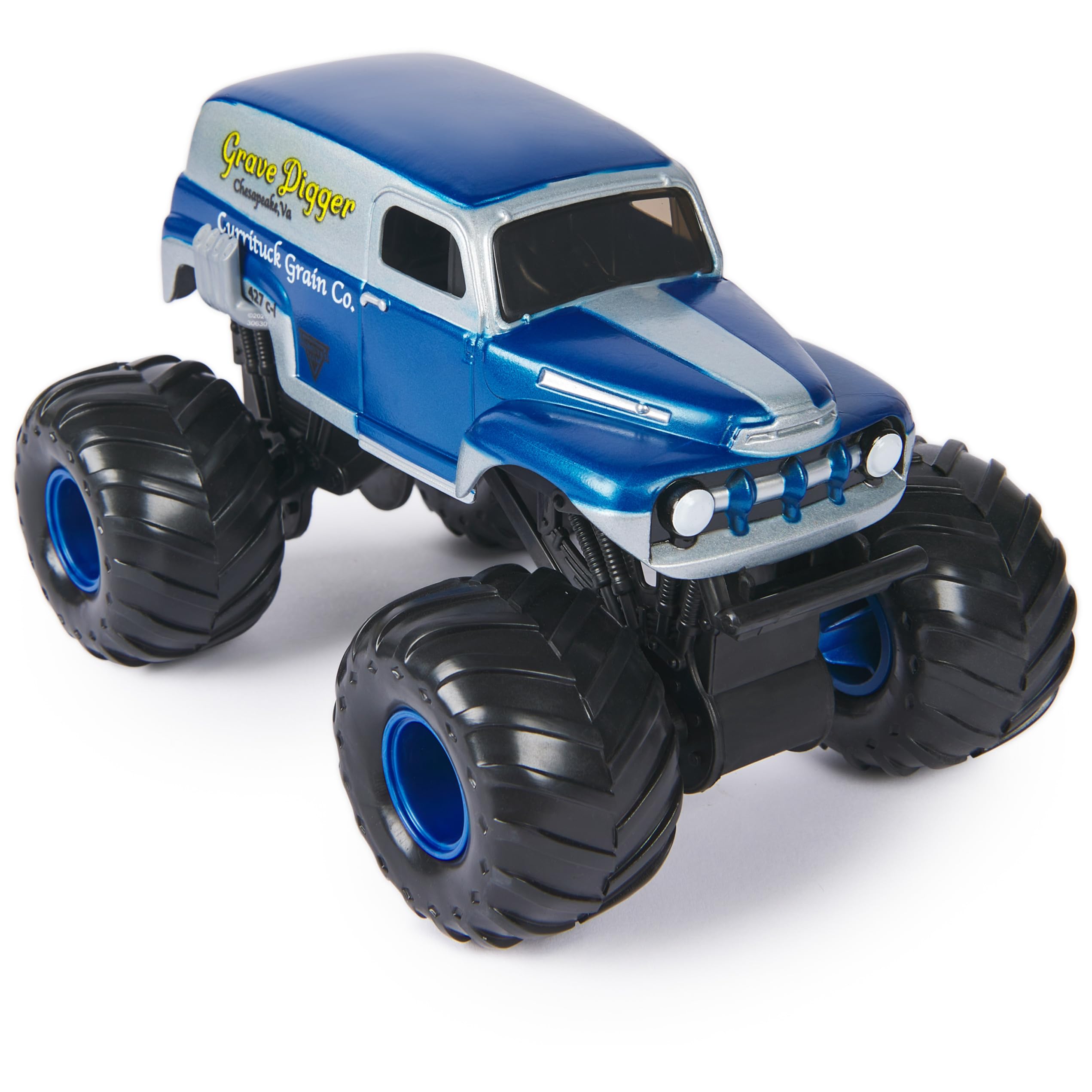 Monster Jam Grave Digger 1:24 chassis detail highlights authentic scale realism for collectors.