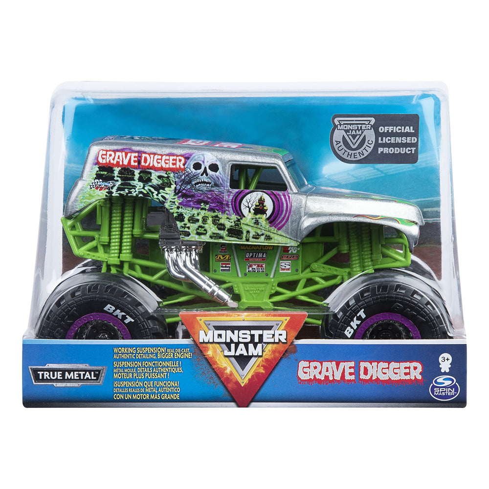 Monster Jam Grave Digger 1:24 die-cast with authentic scale detail for display and play