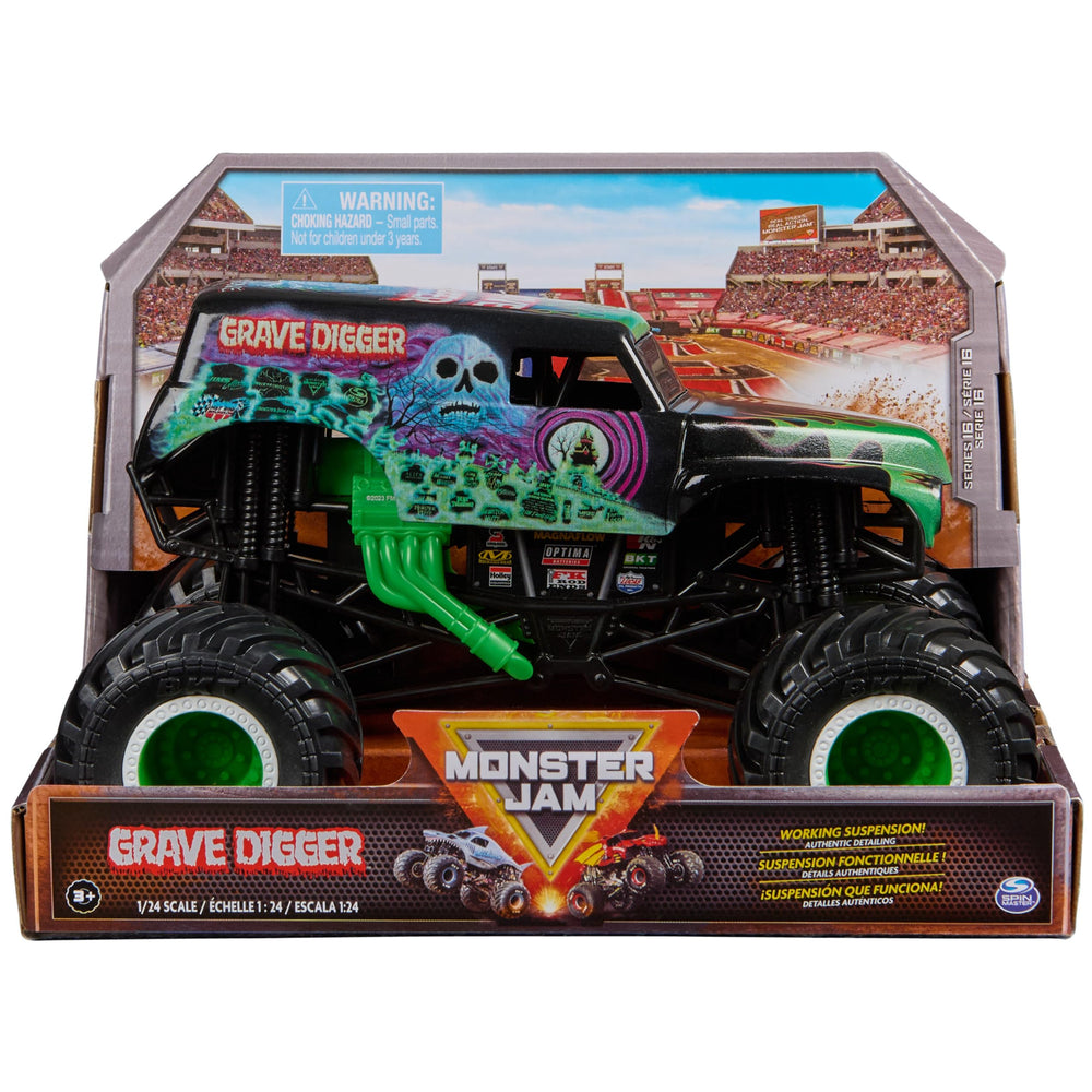 Monster Jam Grave Digger 1:24 scale truck with detailed graphics for authentic play