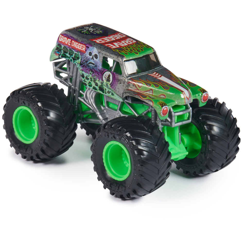 Grave Digger 1:64-scale die-cast truck showing official graphics